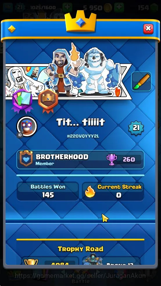 Clash Royale Accounts Lvl 21|Trophy 4084|KTL 8|Limited Skin|Card 66| 1 E image 2