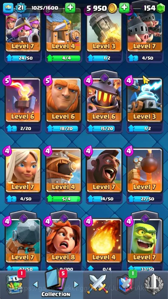 Clash Royale Accounts Lvl 21|Trophy 4084|KTL 8|Limited Skin|Card 66| 1 E image 5
