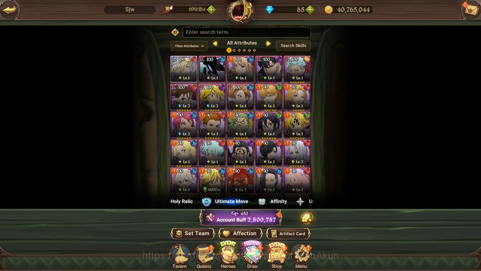 The Seven Deadly Sins: Grand Cross Accounts Midgame Global|2,8M CC|1LR + 6UR + Solev Collabs 6