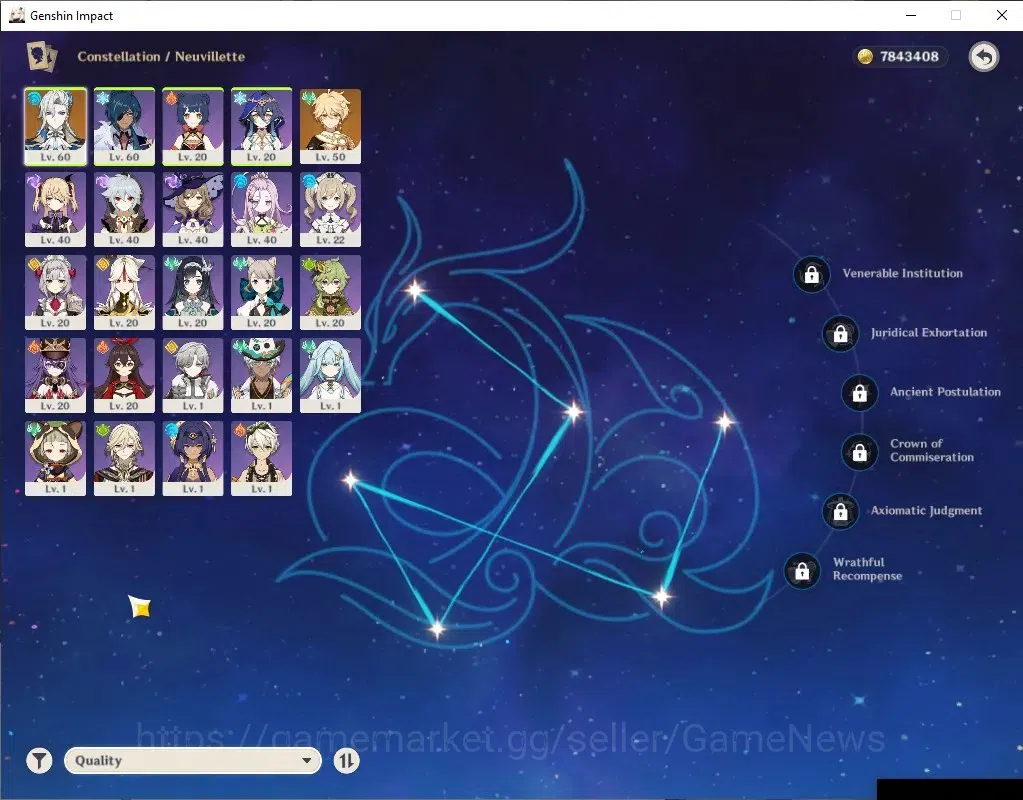 Genshin Impact Accounts Asia|AR43|1Limited+1(*5WP)| Neuvillete |1Skin|McMa image 4
