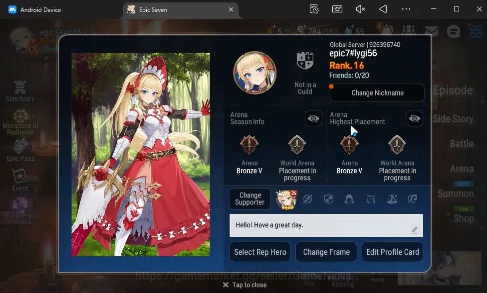 Epic Seven Accounts GLOBAL Unverif|New Era|2 ML(Disciplinary P Aria,BW image 2