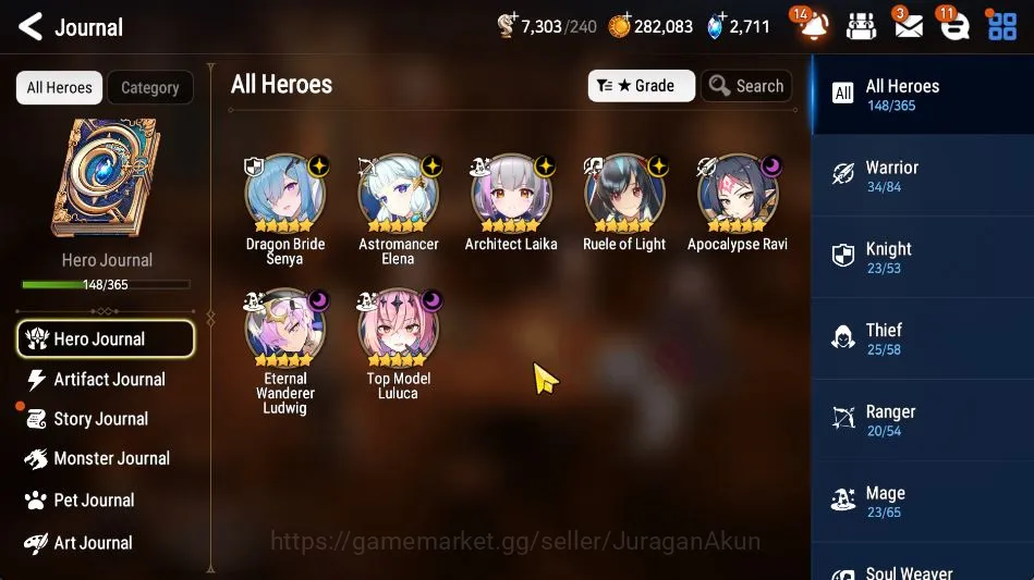 Epic Seven Accounts Starter Global Unveriv|7 ML (DB Senya,A Elena,TM Luluca,Etc)+Stark,Aram|POH&BlessON|2,7K SStone,7K 4