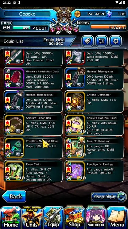 Grand Summoners Accounts Mid-Game [GLOBAL]Rank 68| 6 Ascend Unit | WGF, OiKatzo, Valentine Miranda, Shaltear, Psyger-0 6