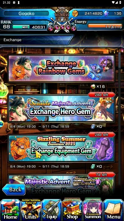 Grand Summoners Accounts Mid-Game [GLOBAL]Rank 68| 6 Ascend Unit | WGF, OiKatzo, Valentine Miranda, Shaltear, Psyger-0 7