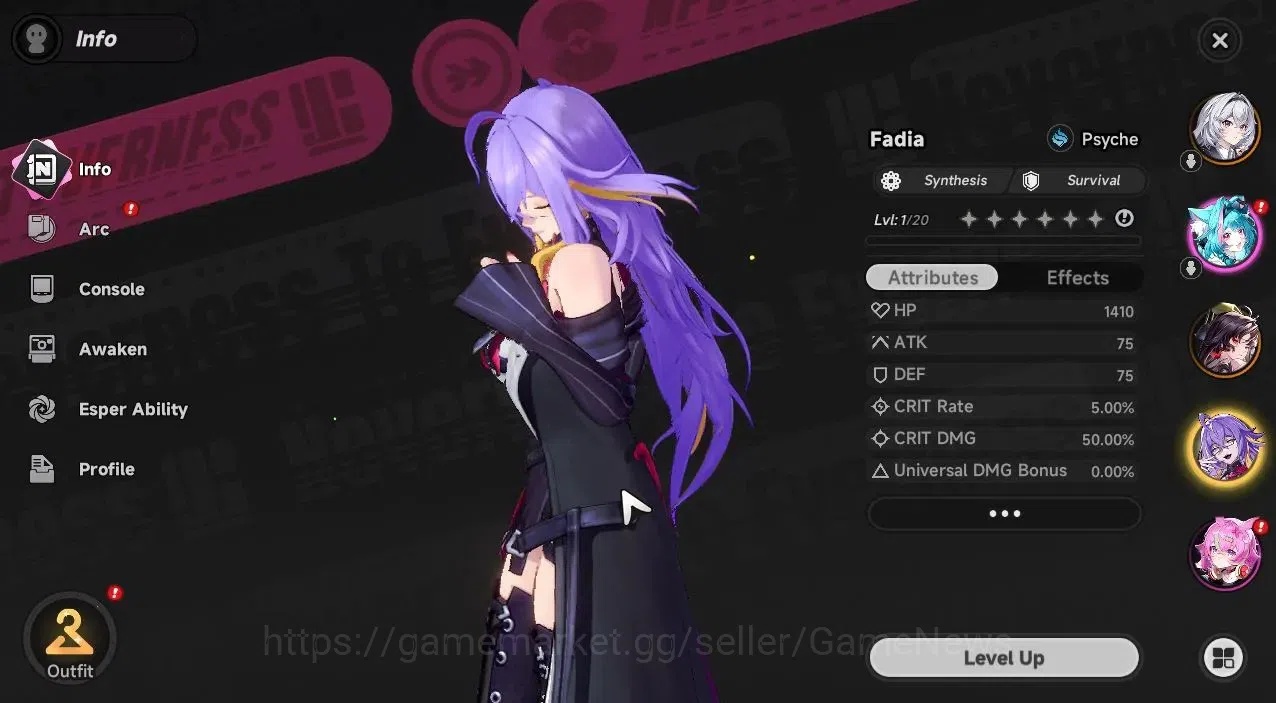 Neverness to Everness Accounts Global EU |HL 3| 2 SSR [Hotori,Fadia] +1 S-Class C image 2
