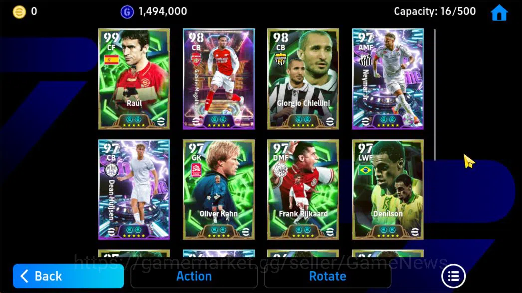eFootball Accounts Mid-Tier Mobile|Blitz Curler(Raul),Aerial Fort(Gabriel Magalhaes),Giorgio Chiellini,Blitz Curler(Neymar 2