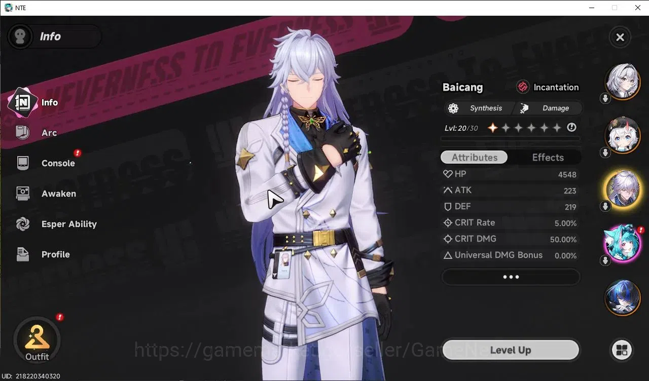 Neverness to Everness Accounts GLOBAL EU|HL 10|3 SSR[Sakiri,Baicang,Daffodill]|5 SR|Underboss Glider|RoverA1+Nanally 2