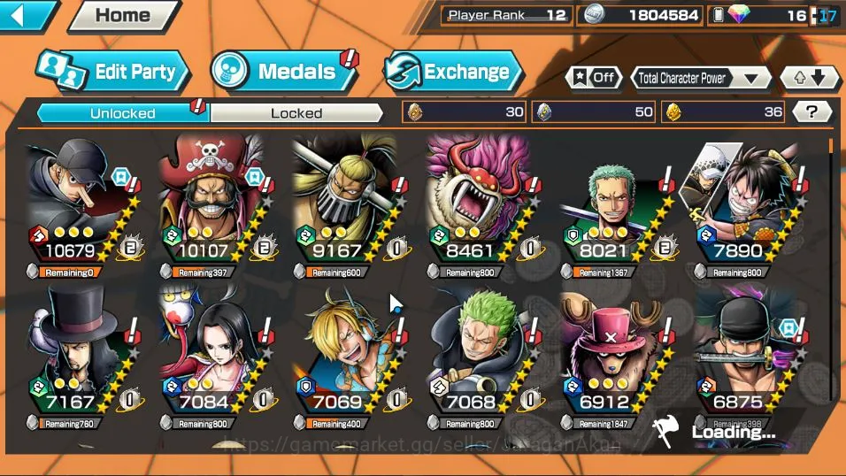 One Piece Bounty Rush Accounts Starter Global| 3 META EX | KOP Gol D Roger, Onigashima R Zoro, GFive MD luffy |Rank 12|Log 5