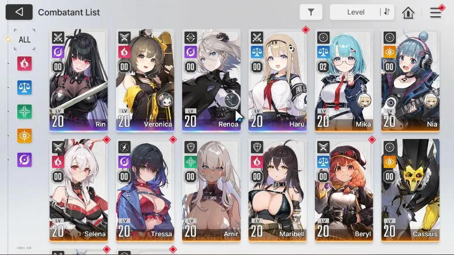 Chaos Zero Nightmare Accounts GLOBAL Lv20|4 SSR(Rin Veronica Renoa Haru) 10SR(MikaM2,BerylM6,SelenaM3,Etc)10SR 2
