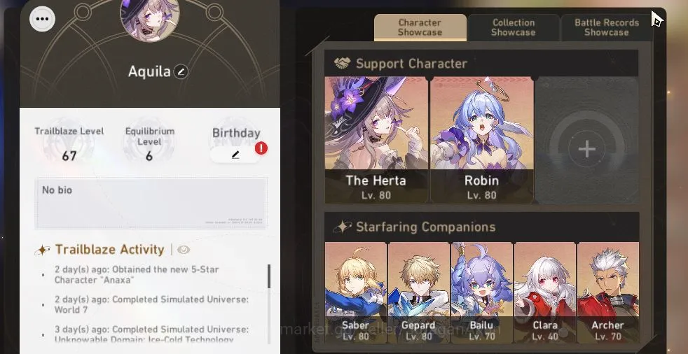 Honkai Star Rail Accounts ASIA|TL67|6 Limited |[Saber+Sign,The Herta+Sign,Ar image 1