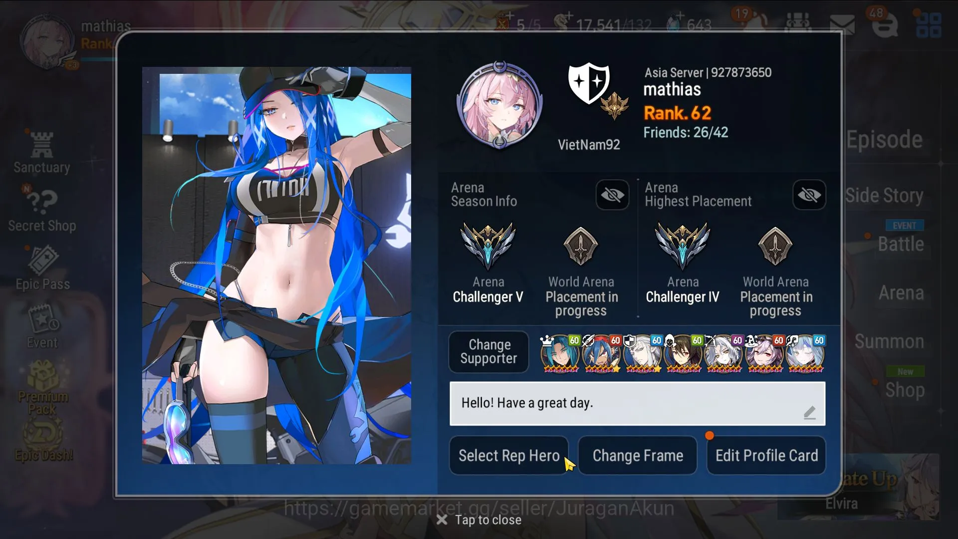 Epic Seven Accounts Asia verif|16ML(WTenebria,LW Peira,Karin,Iseria)17 image 1