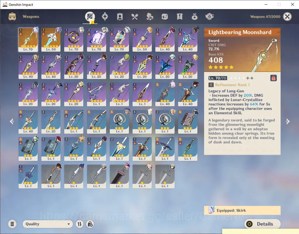 Genshin Impact Accounts ASIA|AR 40|4 Limited +2(*5Weapon)| (Skirk,Neuville image 10