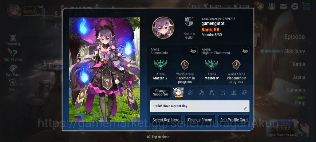 Asia Unverif|12ML(NW Luna,Ilynav,Ray,Vivian,LC Bellona)|Many Resource+220 Hero|WB Auto|PoH OFF||Log Stove|Check SS (ES1509) Epic Seven Mid-Tier Asia Unverif|12ML(NW Luna,Ilynav,Ray,Vivian,LC Bel image 1