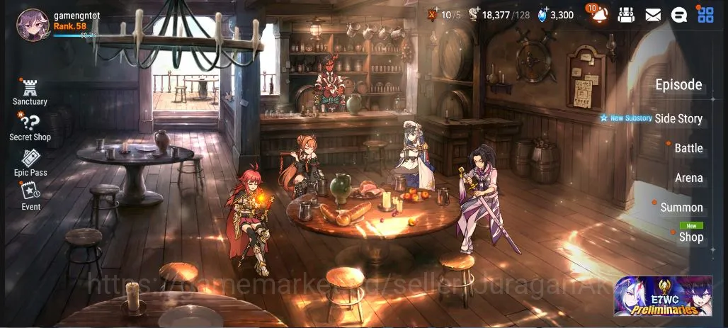 Epic Seven Accounts Mid-Tier Asia Unverif|12ML(NW Luna,Ilynav,Ray,Vivian,LC Bellona)|Many Resource+220 Hero|WB Auto|PoH 3