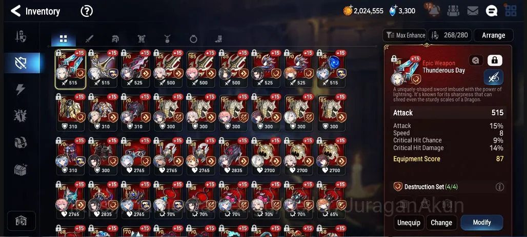 Epic Seven Accounts Mid-Tier Asia Unverif|12ML(NW Luna,Ilynav,Ray,Vivian,LC Bellona)|Many Resource+220 Hero|WB Auto|PoH 7