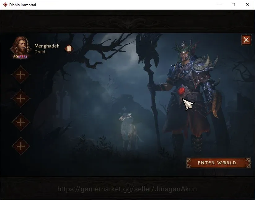Diablo Immortal Accounts Mid-Tier SA - Malah|Lv60(638) Druid|34K CR|Reso 300|Inferno I|Paragon Maledictor|0 Cosmetics|Hell