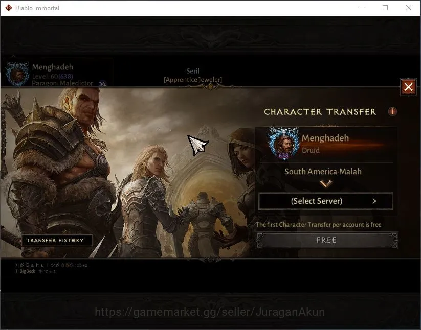 Diablo Immortal Accounts Mid-Tier SA - Malah|Lv60(638) Druid|34K CR|Reso 300|Inferno I|Paragon Maledictor|0 Cosmetics|Hell 2