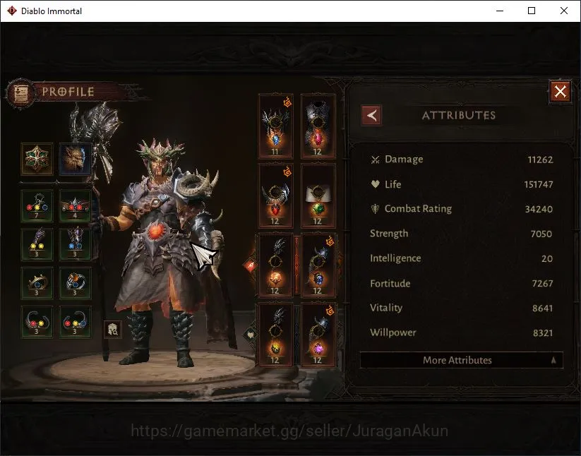 Diablo Immortal Accounts Mid-Tier SA - Malah|Lv60(638) Druid|34K CR|Reso 300|Inferno I|Paragon Maledictor|0 Cosmetics|Hell 4