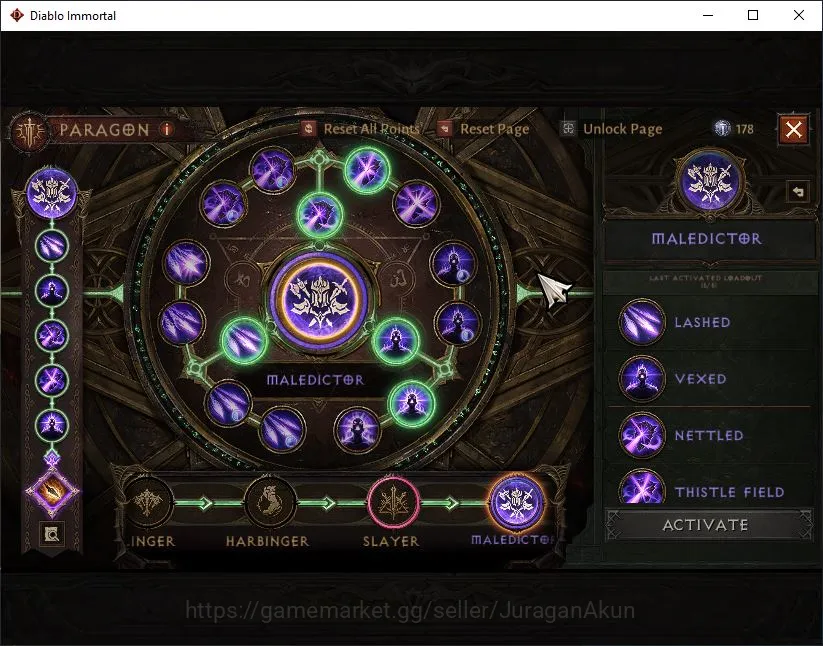 Diablo Immortal Accounts Mid-Tier SA - Malah|Lv60(638) Druid|34K CR|Reso 300|Inferno I|Paragon Maledictor|0 Cosmetics|Hell 5
