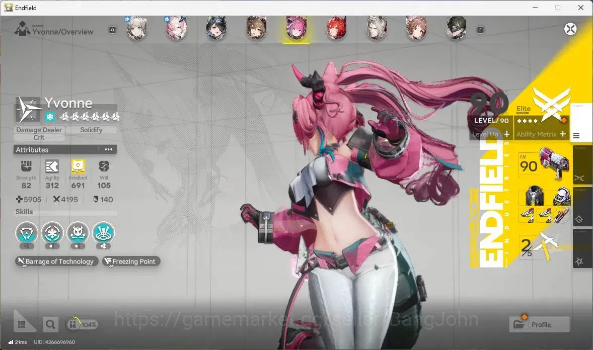 Arknights: Endfield Accounts ASIA | Lv 60|7 Limit+5 Sign (Z.Fangyi,Rossi,Yvonne,Tangtang,Laevatain)+Sign,Gilberta,Mi Fu|9510 10
