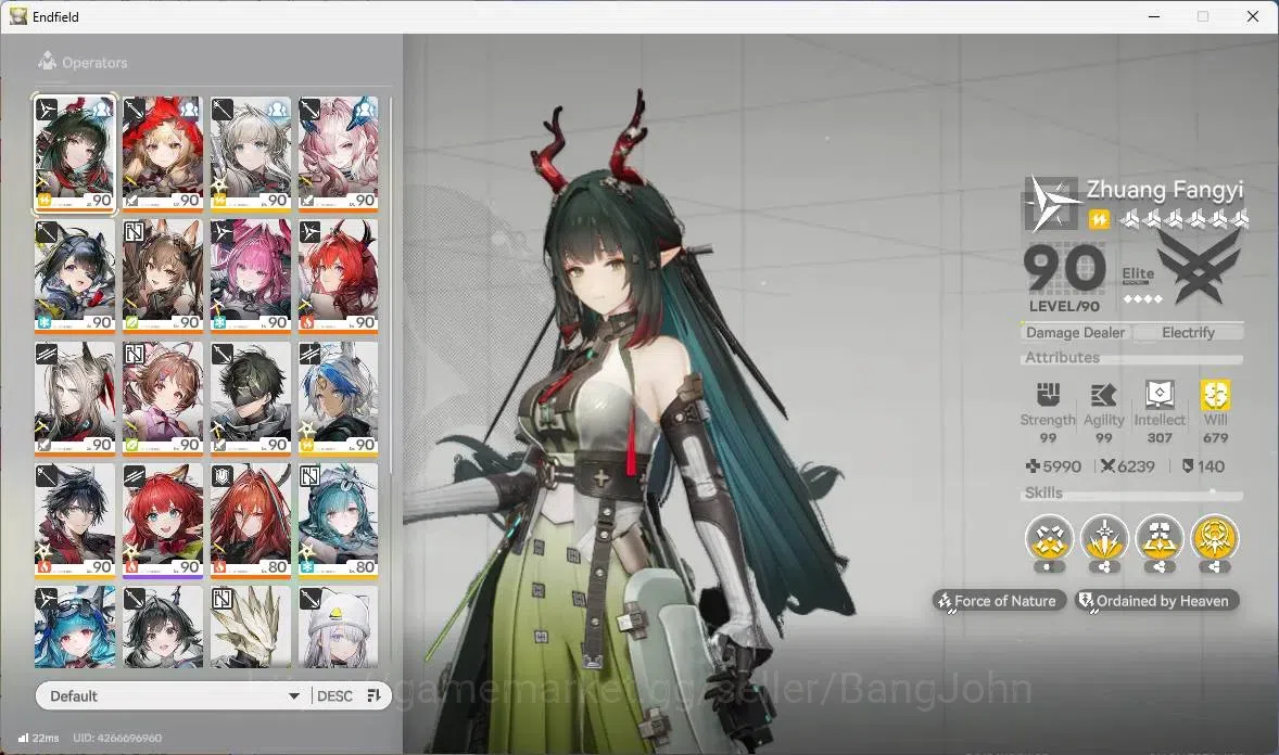 Arknights: Endfield Accounts ASIA | Lv 60|7 Limit+5 Sign (Z.Fangyi,Rossi,Yvonne,Tangtang,Laevatain)+Sign,Gilberta,Mi Fu|9510 3