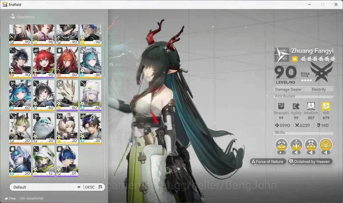 Arknights: Endfield Accounts ASIA | Lv 60|7 Limit+5 Sign (Z.Fangyi,Rossi,Yvonne,Tangtang,Laevatain)+Sign,Gilberta,Mi Fu|9510 4