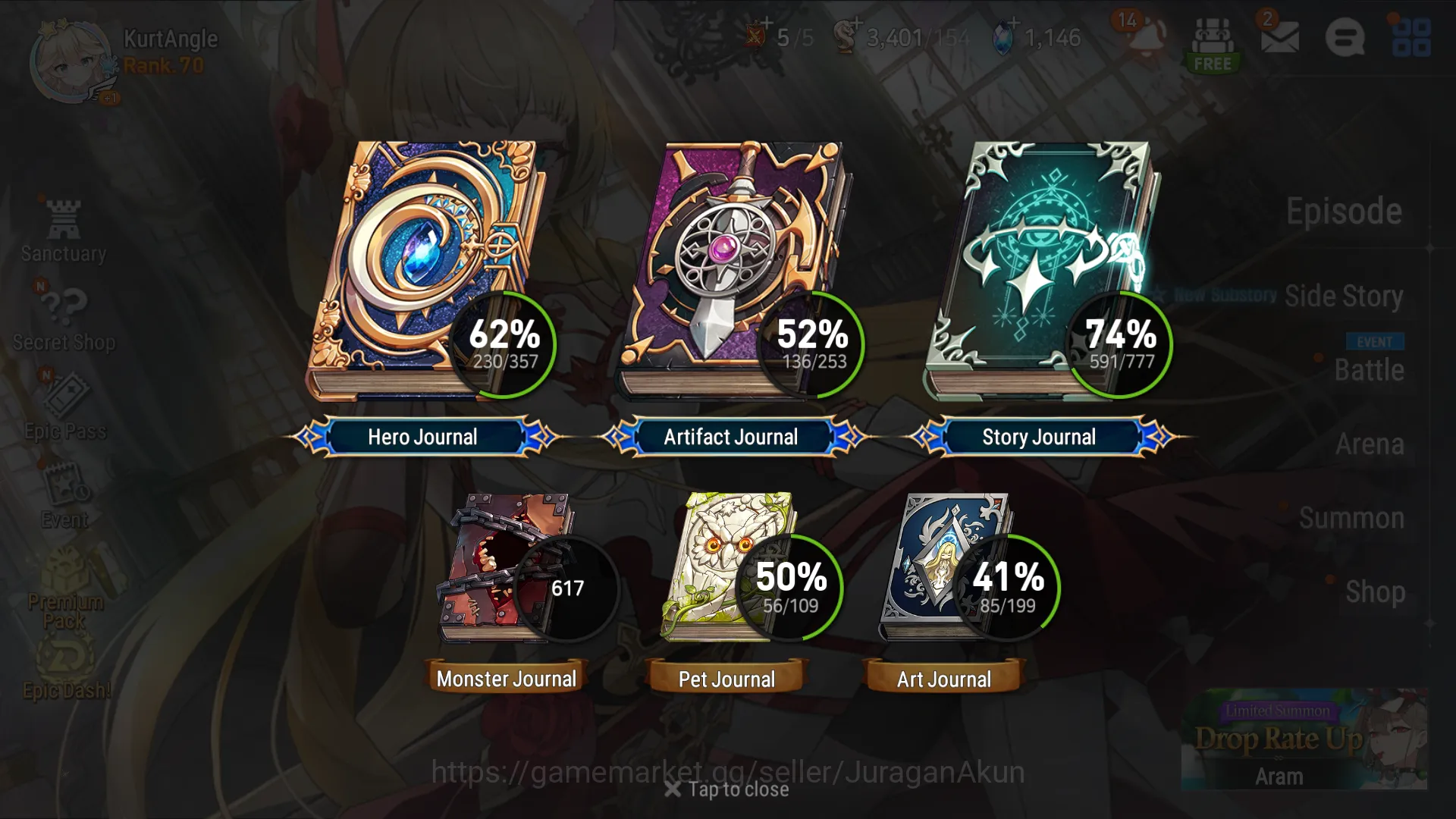 Epic Seven Accounts Mid-Tier Asia verif|ML15(NM Luna,Straze,BM Haste,Etc)&Fenne,Alencia,etc|1,146k SStone|WGBAC Auto 6