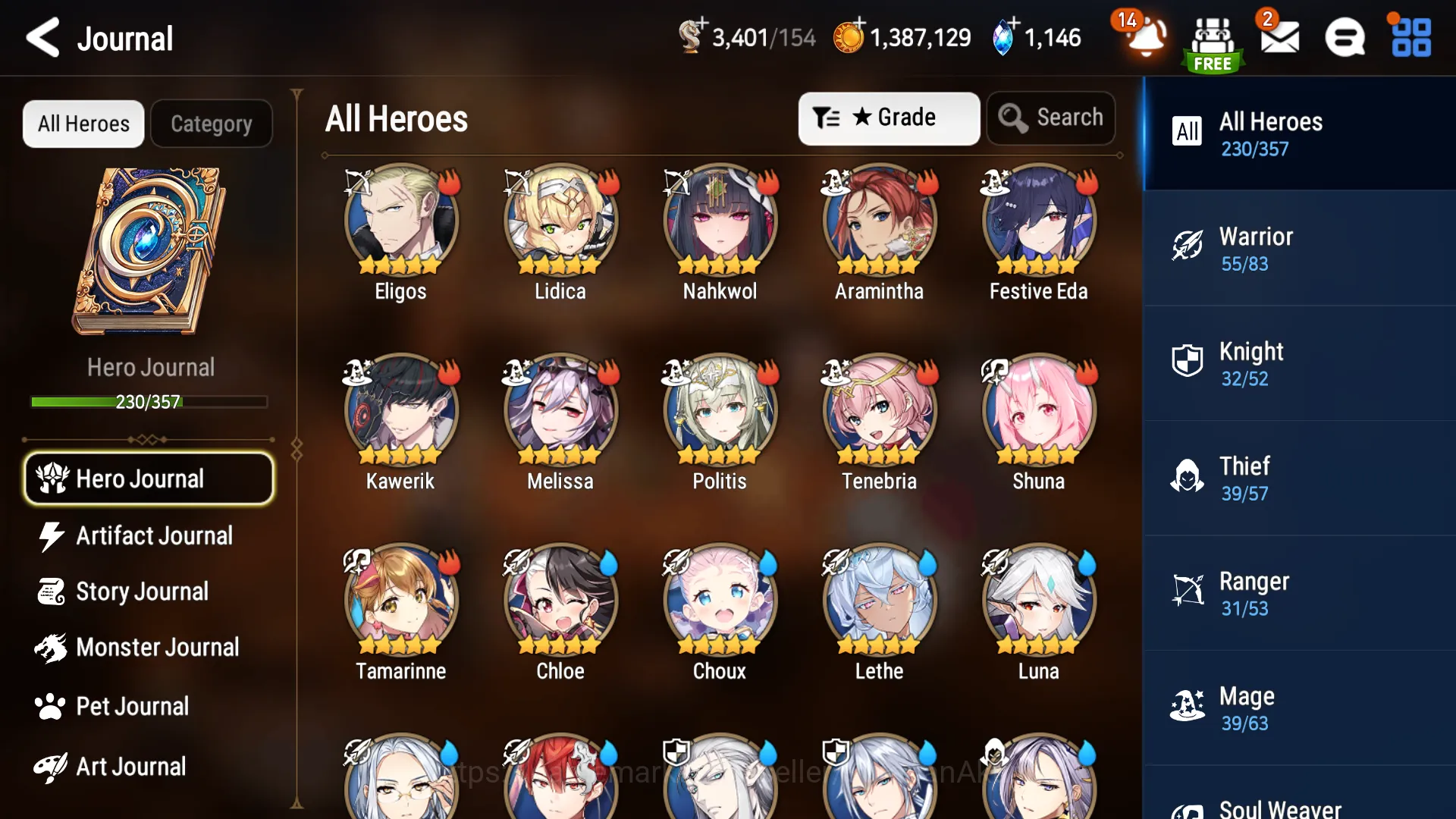 Epic Seven Accounts Mid-Tier Asia verif|ML15(NM Luna,Straze,BM Haste,Etc)&Fenne,Alencia,etc|1,146k SStone|WGBAC Auto 8