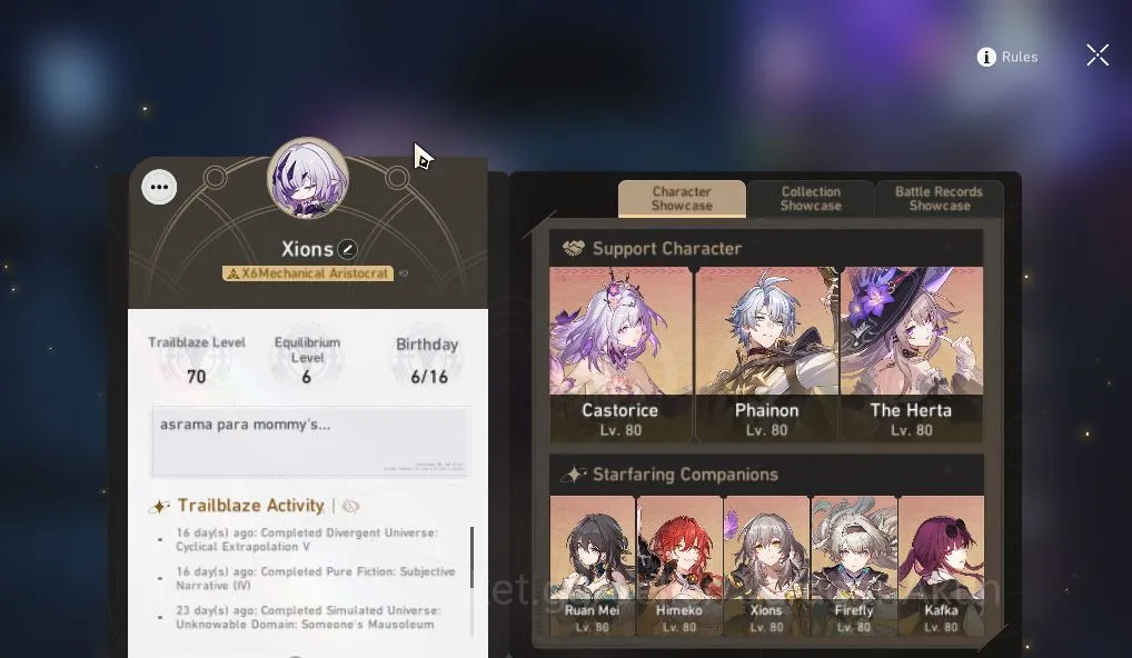 Honkai Star Rail Mid Game ASIA|TL70|13 Limited [(Acheron,Castorice,Huohuo,Da image 1