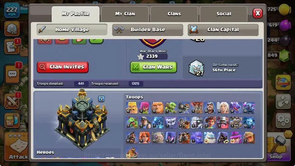 Clash of Clans Accounts Global | TH 17-BH 10 | LVL 227|HH 11|AQ 93 ,MP 64 image 1