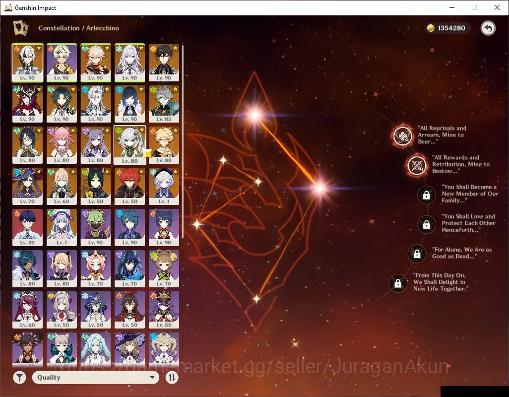 Genshin Impact Accounts End Game ASIA|AR 59|12 Limited+ 5 [5* Weapon]|[(Arlecchino C2,Xiao C1)+Sign,Nahida 2