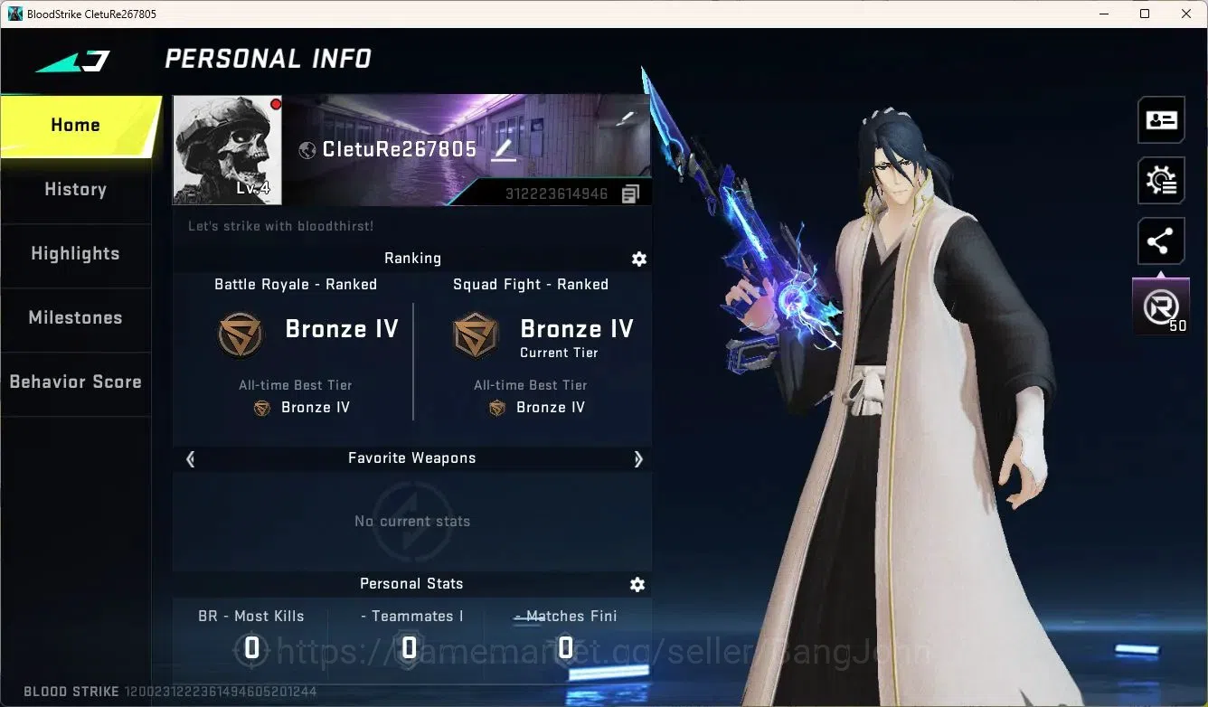 Blood Strike Accounts ASIA | BLEACH Byakuya Kuchiki | Ultra QBZ95 | 4 Le image 2