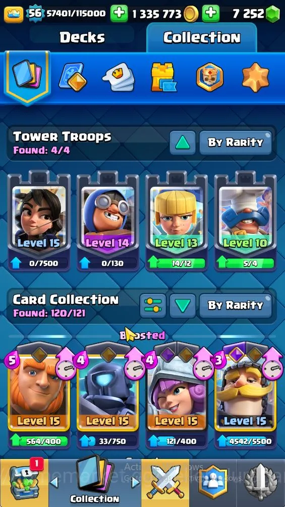 Clash Royale Accounts High-End Lvl 56|Trophy 10000|KTL 15|Limited Skin|Card 120|9 EVO,8 Champ,20 Legend,33 Epic,30 Rare,29 2