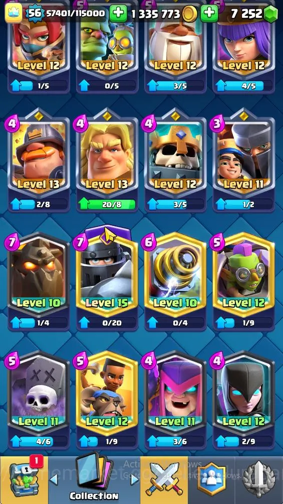 Clash Royale Accounts High-End Lvl 56|Trophy 10000|KTL 15|Limited Skin|Card 120|9 EVO,8 Champ,20 Legend,33 Epic,30 Rare,29 3