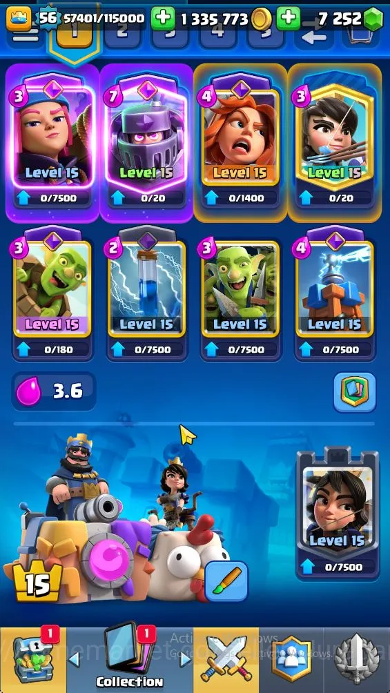 Clash Royale Accounts High-End Lvl 56|Trophy 10000|KTL 15|Limited Skin|Card 120|9 EVO,8 Champ,20 Legend,33 Epic,30 Rare,29 4