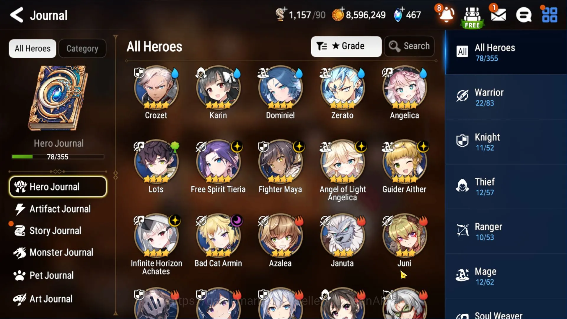 Epic Seven Accounts Mid-Tier Global Unverif|4ML(Tenebria,Cap Flan,Vildred,Belian)92Char|W auto hunt|2.4K Energy|PoH ON|Log 3