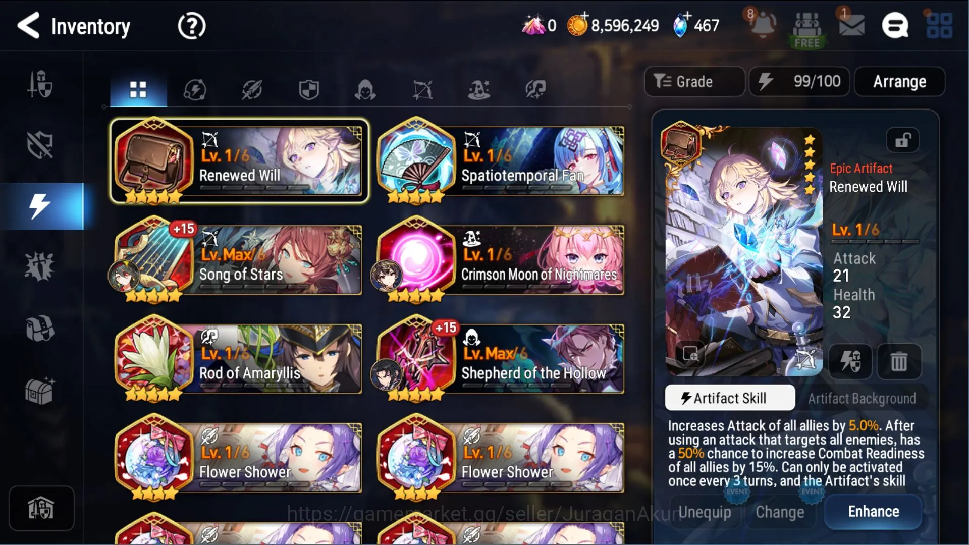 Epic Seven Accounts Mid-Tier Global Unverif|4ML(Tenebria,Cap Flan,Vildred,Belian)92Char|W auto hunt|2.4K Energy|PoH ON|Log 8