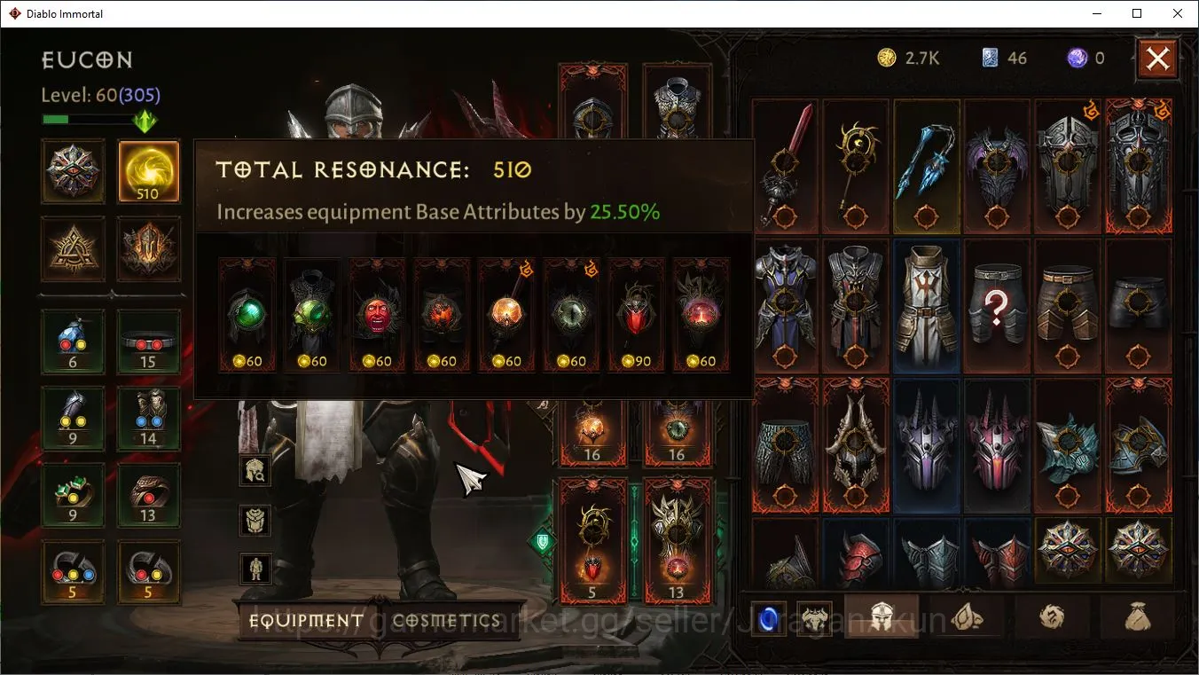 Diablo Immortal Accounts Mid-Tier SEA-IZUAL can moveserver|Lv 60(305)Crussader26K CR|Reso 510| Hell3 Paragonharbinger 5