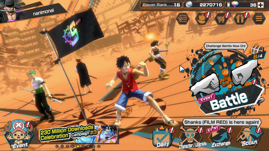 One Piece Bounty Rush Others  Global | 10EX | Rank 18| Yamato, Roronoa Zoro, Th image 1
