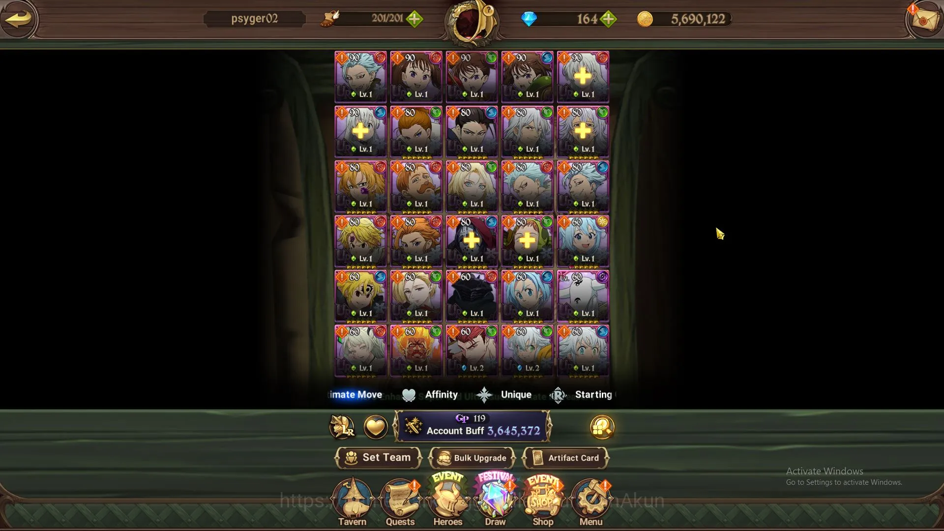 The Seven Deadly Sins: Grand Cross Accounts Midgame ASIA|3,6M CC|2 LR+6 UR+Collab(Solev,Konosuba)+164 5