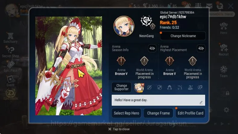 Epic Seven Accounts Global Unverif|Fresh Starter|ML LastRiderKrau,DJBa image 1