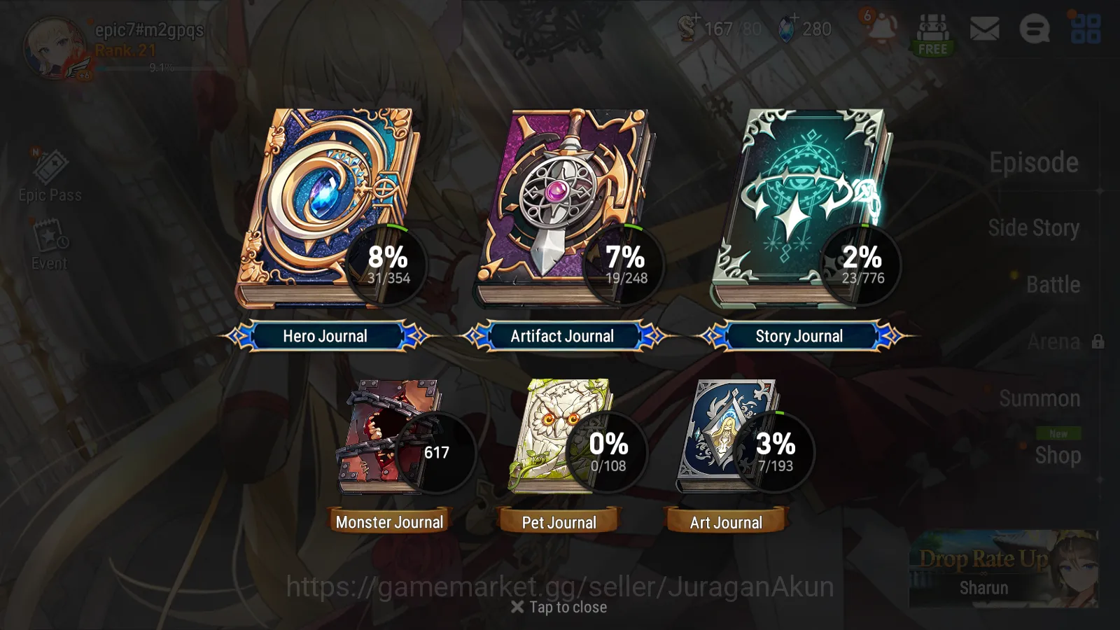 Epic Seven Accounts Global Unverif | 2ML(Desert Jewel Basar,Zio)Iseria image 2