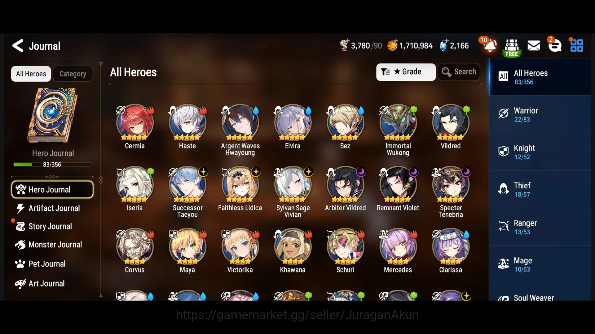 Epic Seven Accounts Mid-Tier Global Unverif|6ML(Suc Taeyou,S Tenebria,SS Vivian,R Violet)83Char,Wukong,A 6