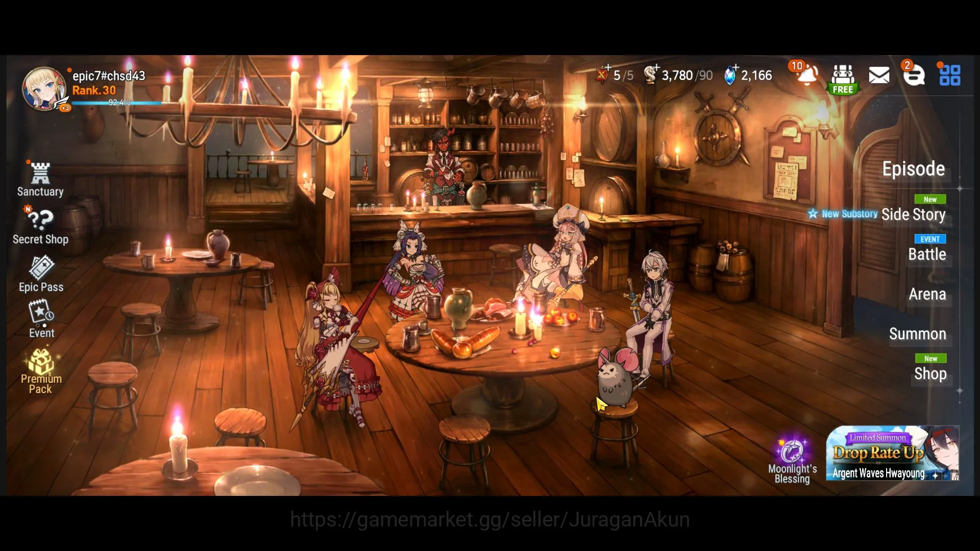 Epic Seven Accounts Mid-Tier Global Unverif|6ML(Suc Taeyou,S Tenebria,SS Vivian,R Violet)83Char,Wukong,A 7