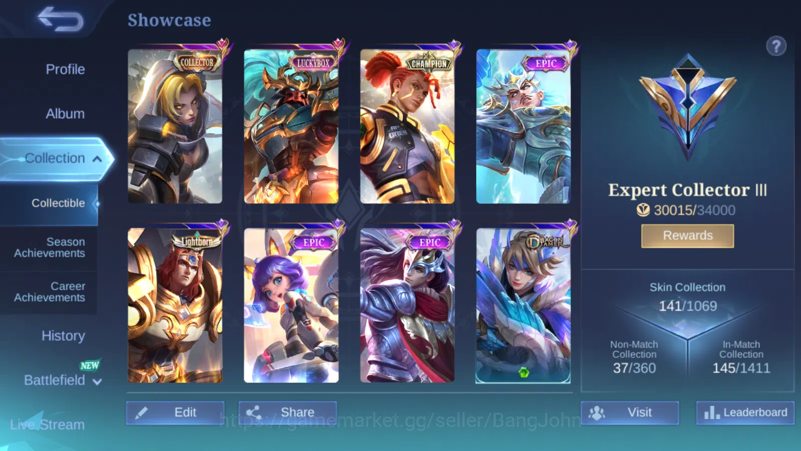 Mobile Legends: Bang Bang Accounts Others Hero 83 | skin 141 | luckybox alpha | cc natalia | lightborn tigreal | epic zilong 2