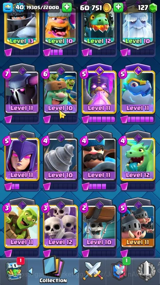 Clash Royale Accounts Midgame Lvl 40|Trophy 7124|KTL 13|Limited Skin|Card 120|1 Hero,8 EVO,7 Champ,21 Legend,33 Epic,30 2