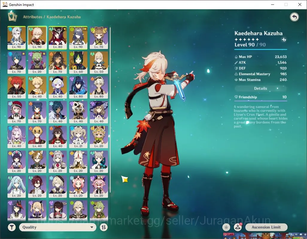 Genshin Impact Accounts Mid Game ASIA|AR55|4 Limited+ 4 [5Star's Weapon]|Kazuha+Sign,Lauma C1+Sign,Neuvill C1,Chasca|PG 3