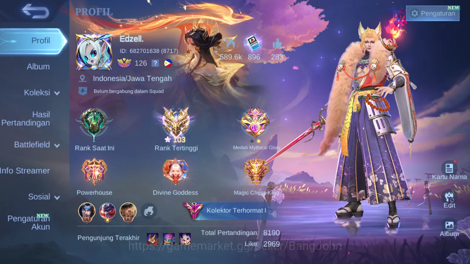 Hero 129 | Skin 404 | NARUTO Hayabusa, Legend Lunox, Kishin Densetsu Lancelot, CC Silvanna, Collector Khufra, Aspirant Chang'e, KOF Dyrroth | ML006B Mobile Legends: Bang Bang Others Hero 129 | Skin 404 | NARUTO Hayabusa, Legend Luno image 1