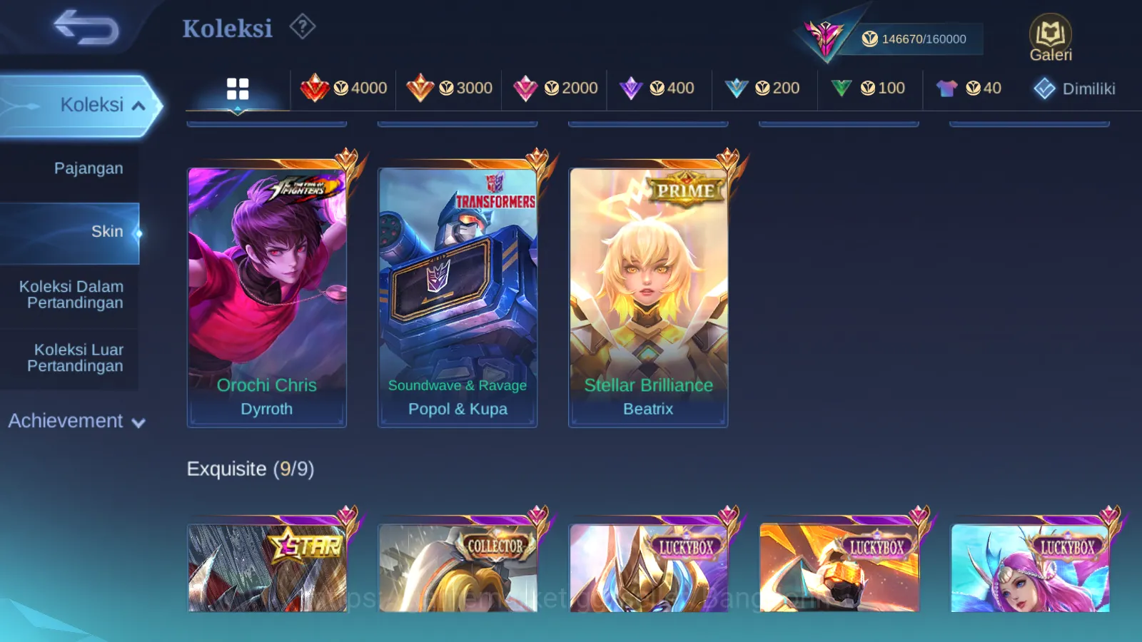 Mobile Legends: Bang Bang Accounts Others Hero 129 | Skin 404 | NARUTO Hayabusa, Legend Lunox, Kishin Densetsu Lancelot, CC 10