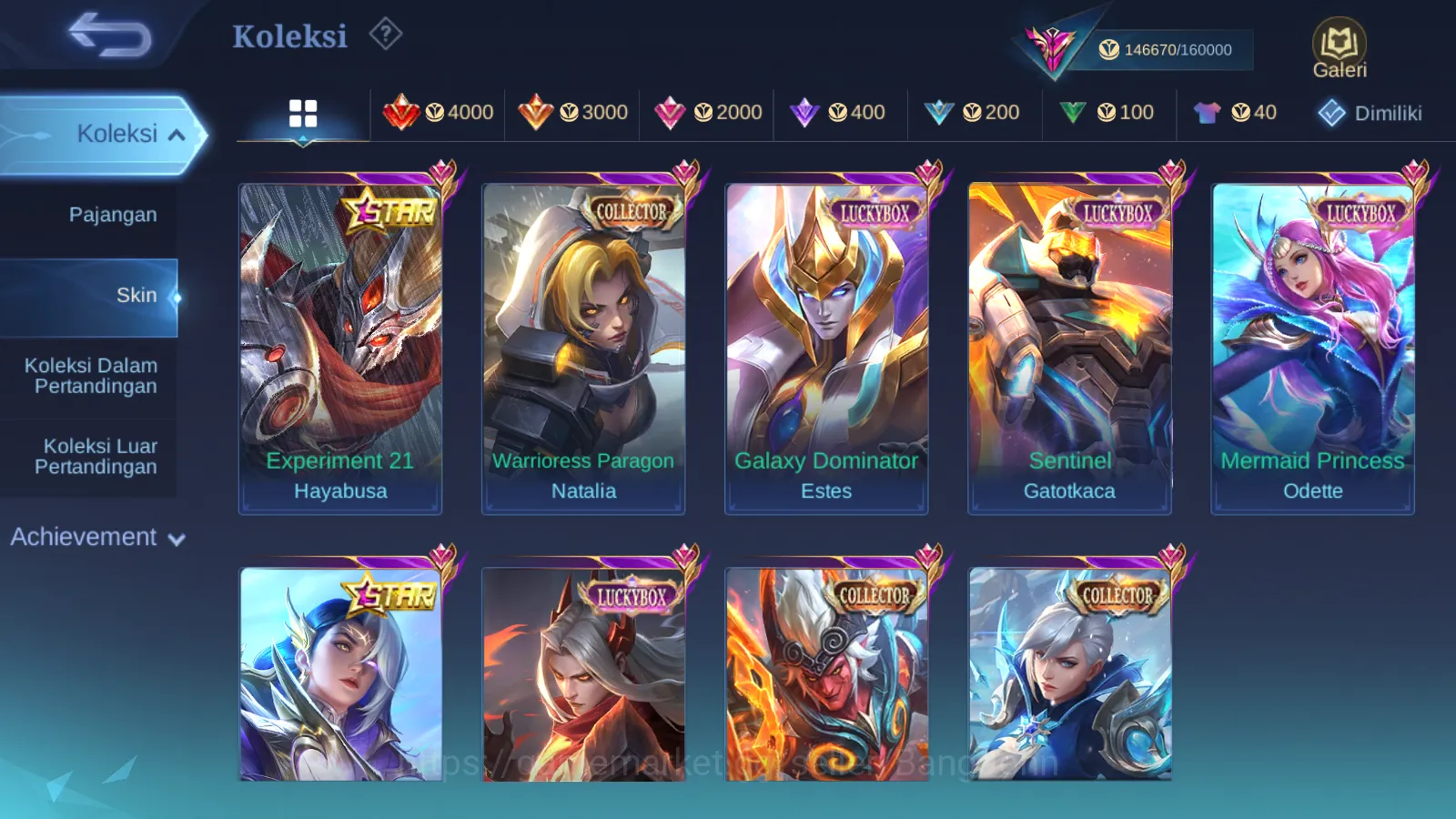 Mobile Legends: Bang Bang Accounts Others Hero 129 | Skin 404 | NARUTO Hayabusa, Legend Lunox, Kishin Densetsu Lancelot, CC 11
